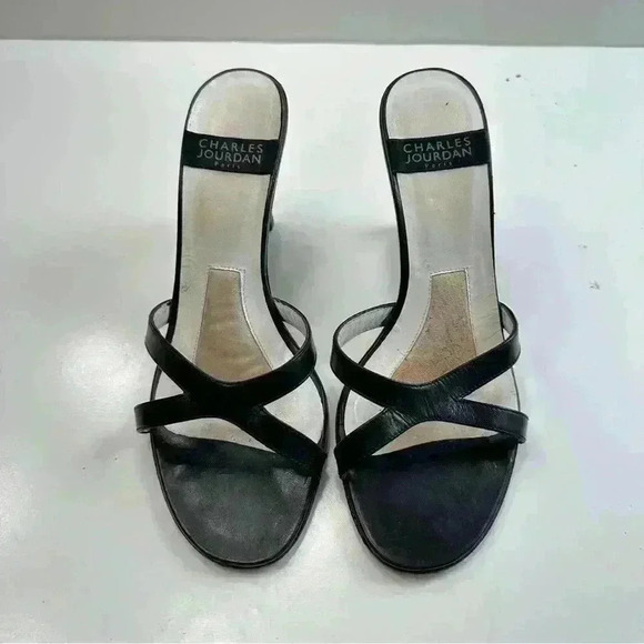 Charles Jourdan Paris Women’s Sandals Shoes Patent Heels Black Size 6 - Picture 5 of 9